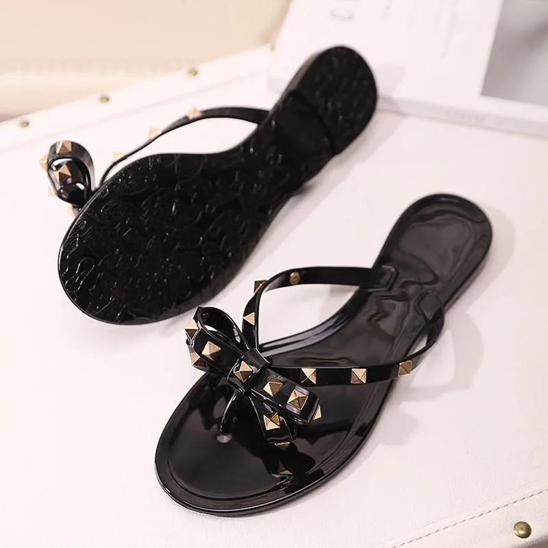 Woman Sandals Flats Fashion Woman Flip Flops Summer Shoes Flats Sandals Cool Beach Rivets Shoes Girls Size 36-40,women sandals,women flats