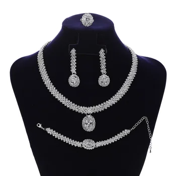 

Jewelry Sets HADIYANA Trendy Charming Necklace Earrings Ring And Bracelet Set 4pcs Women Wedding Party BN5321 Conjunto de joyas