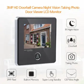 

3 inch HD LCD displaySecurity 3MP HD Doorbell Camera Night Taking Photo Door Viewer LCD Monitor new