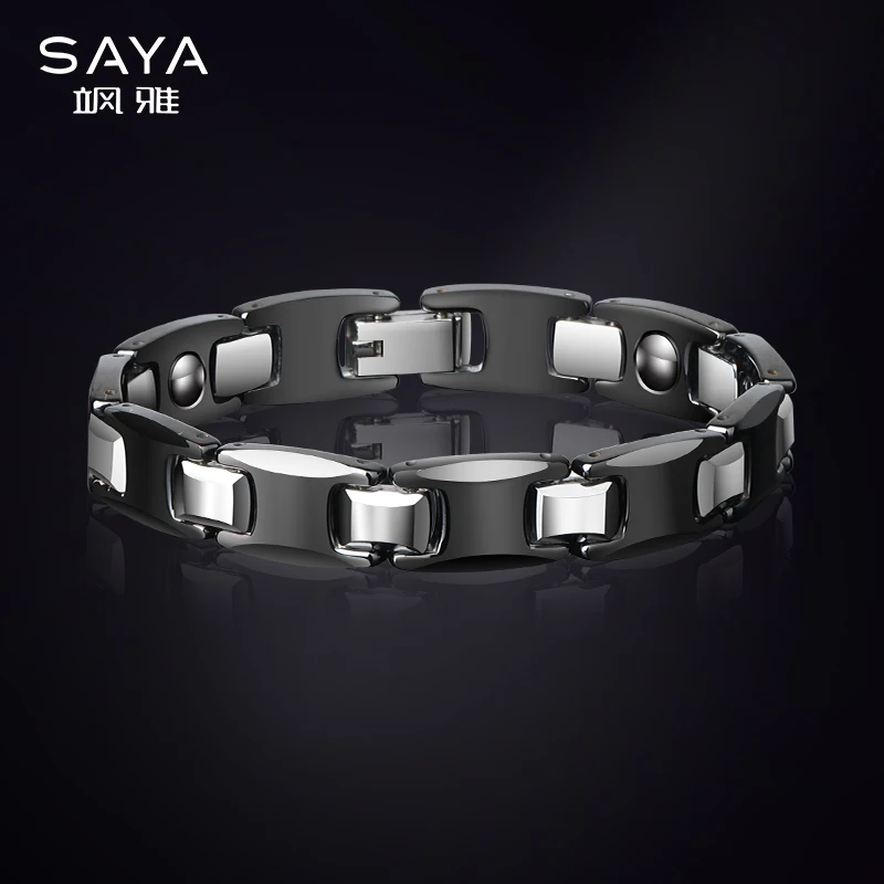 Men Bracelets, High Polished Tungsten Link for Women Scratch Proof Ceramic  Bangles, Silver Color, Free Shipping, Customized