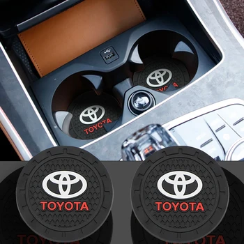 

New Emblem Car Coaster Water Cup Slot Non-Slip Mat Pad For Toyotas Corolla Yaris Rav4 Avensis Auris Camry C-hr 86 Prius