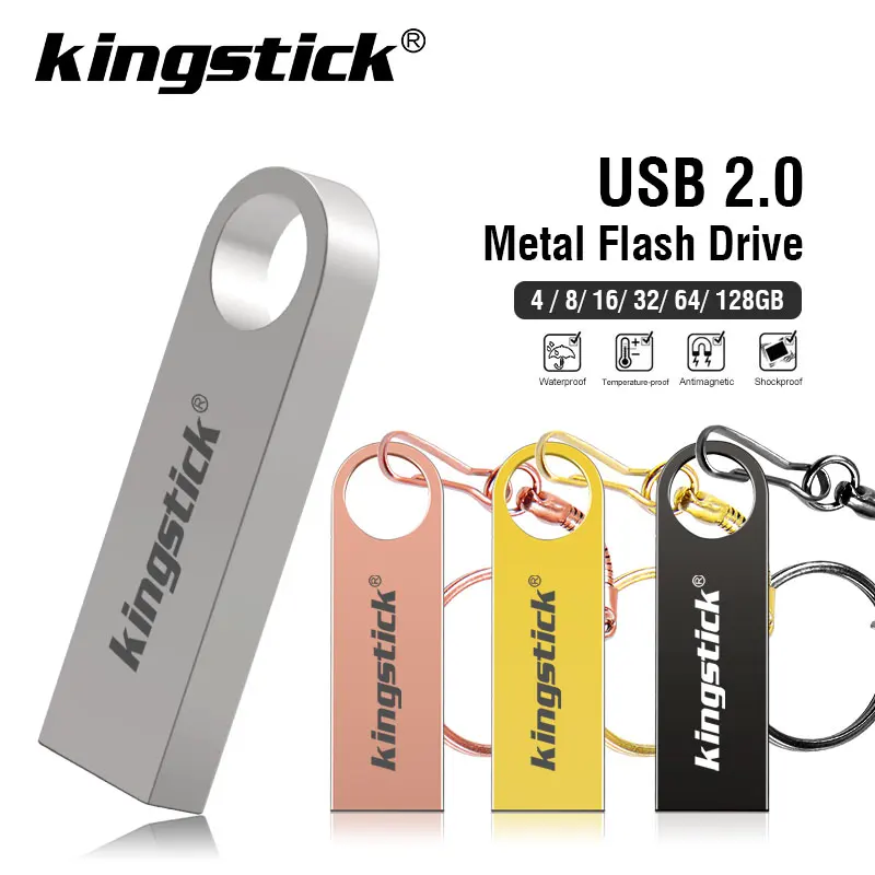 Kingstick-unidad de memoria Flash unidad Flash USB de metal, 64 gb, 16GB, 8GB, 32gb, 128gb