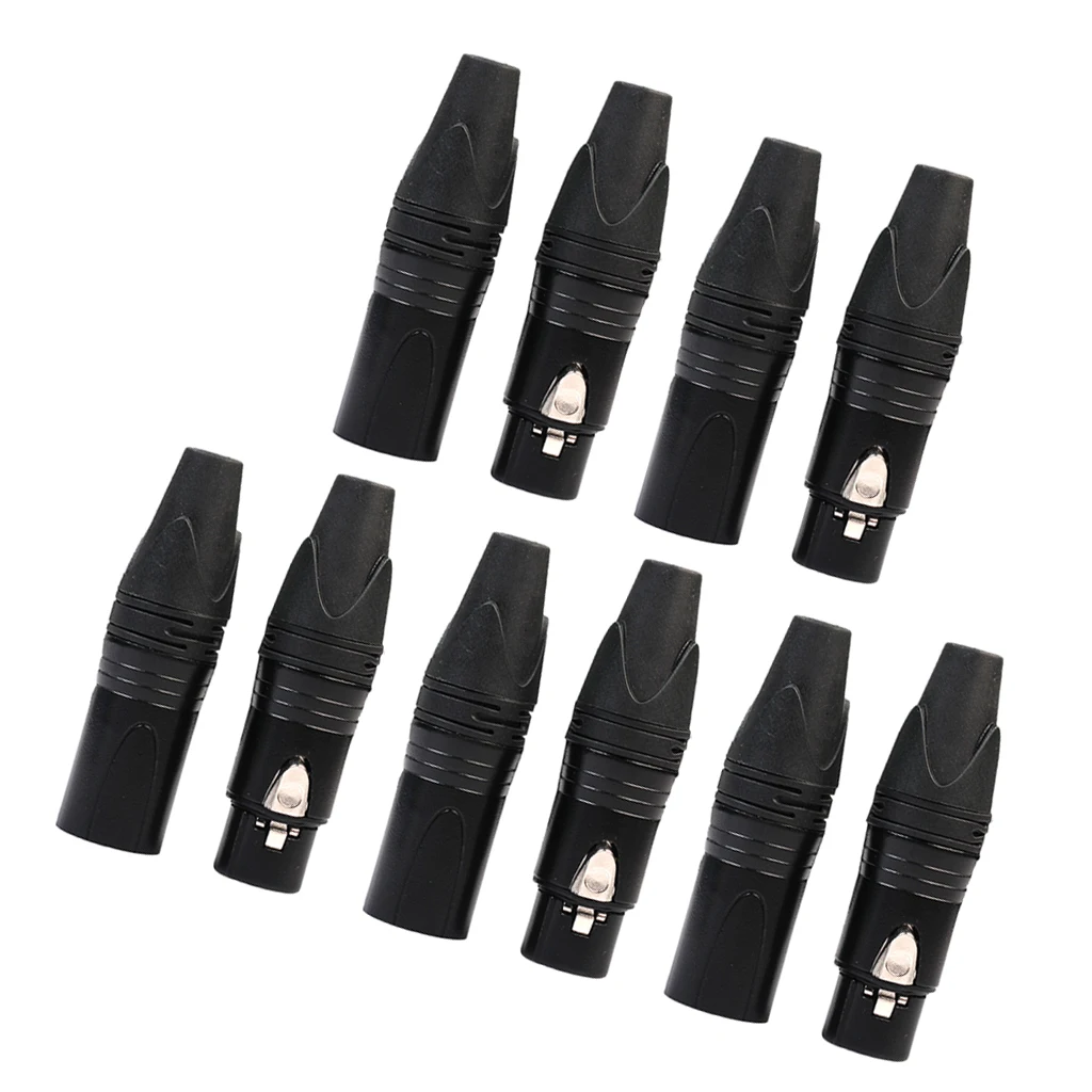 

5 Pairs 3 Pin XLR Connectors Male And Female Microphone Mic Cable Adapter