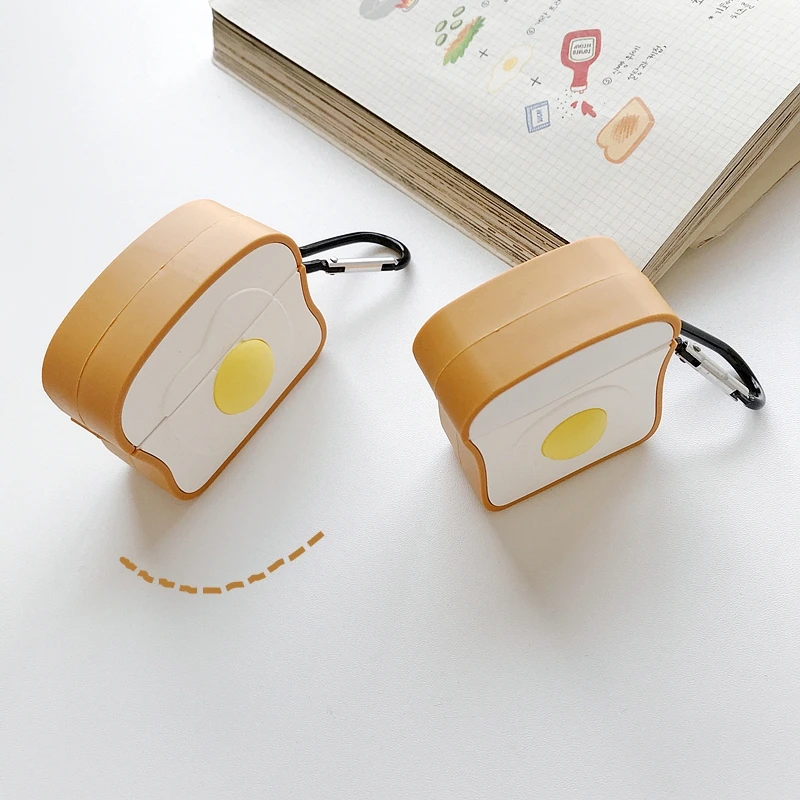 Cute Toast egg bluetooth headset case For Airpods pro case Silicone soft protective shell For Apple Airpods pro Case Cover