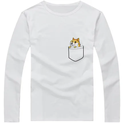 Новая модная футболка Doge, Мужская футболка с рисунком милой собаки, летняя футболка с длинным рукавом - Цвет: 11