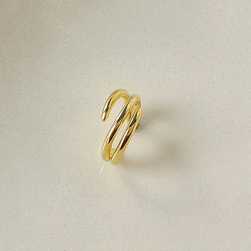 Gold Color WTLTC 925 стерлинговая серебристая лента серьги для ушей для женщин 1 шт. поддельные серьги, Надеваемые На ушной хрящ Минимальный не проколы серьги высокого качества - Окраска металла: Gold Color