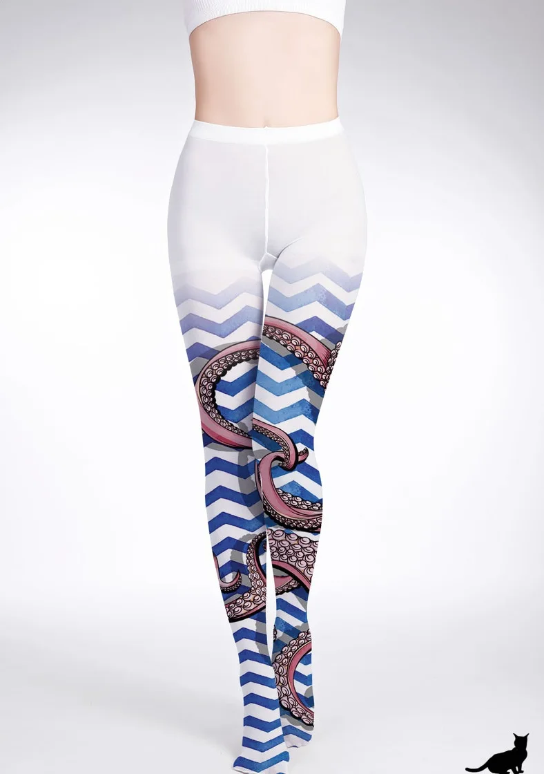 Японский косплей летняя, стильная осьминог синий stripeTights высококачественные шелковые чулки, фиксирующиеся на бедрах, формирование Леггинсы 1 заказ = 1 шт