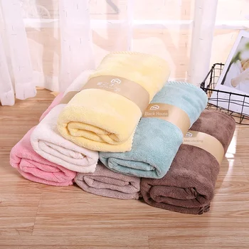 

70 * 140cm Bath Towels Seaside Tourist Beach Towel Super Absorbent Quick-Drying Coral Fleece Quality Hemming Large Bath Towel