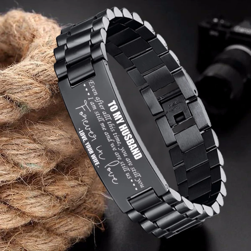 URBAN STYLE BRACELET TO MY HUSBAND INPSIRATIONAL WRISTBAND BRACELETS STAINLESS STEEL BIRTHDAY GIFTS SON AND DAD LOVE GIFT | Украшения и