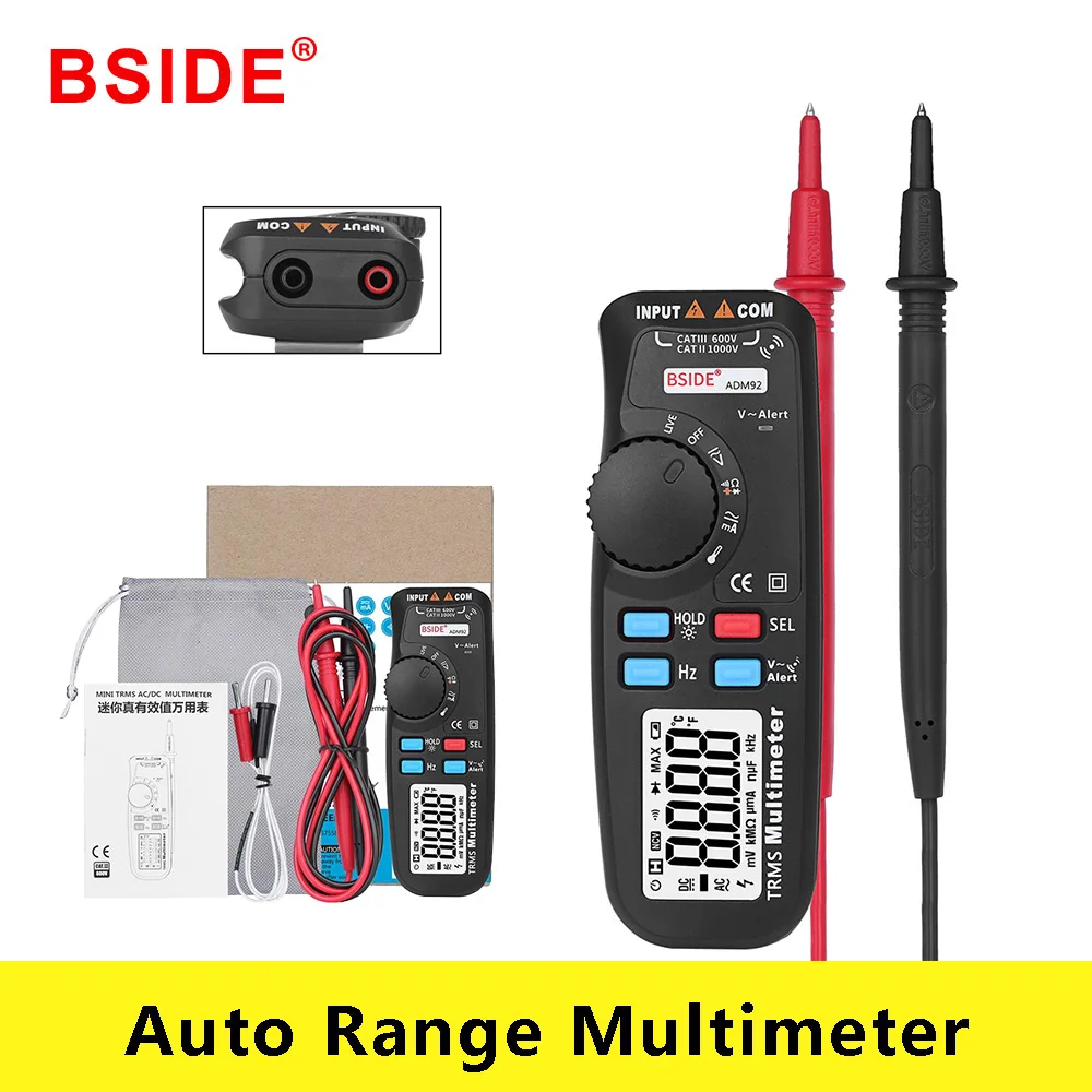 

BSIDE ADM92 Hand-held True RMS Digital Multimeter Auto Range 6000 Counts TRMS Tester with Live Wire Check Temp NCV Hz Ohm Diode