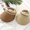 2022 hot sale Summer lady Empty Top Sun Visor Hat Summer straw Wide Brim Sun Caps UV Protection Hat For Men And Women Beach hat 1