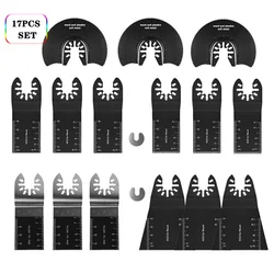 Lames oscillantes en acier à haute teneur en carbone, accessoires multioutils pour la découpe du bois, des matériaux durs et du métal, 17 pièces 