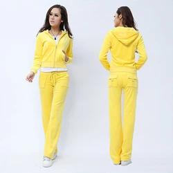 Primavera/outono 2021 da marca das mulheres de veludo tecido fatos de treino terno de veludo feminino faixa terno hoodies e calças irmã gordura