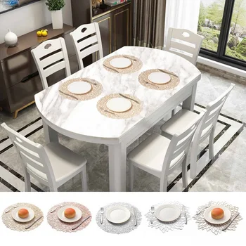 

Placemats For Kitchen Table PVC Round Coaster Pads Insulation Table Placemat Non-slip Mats Western Mat