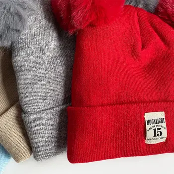 2PCS Baby Knitting Hat Cotton Ear Cap for Boys and Girls Winter Hat Scarf Set Toddler Boys Cap Scarf Infant Accessories 6