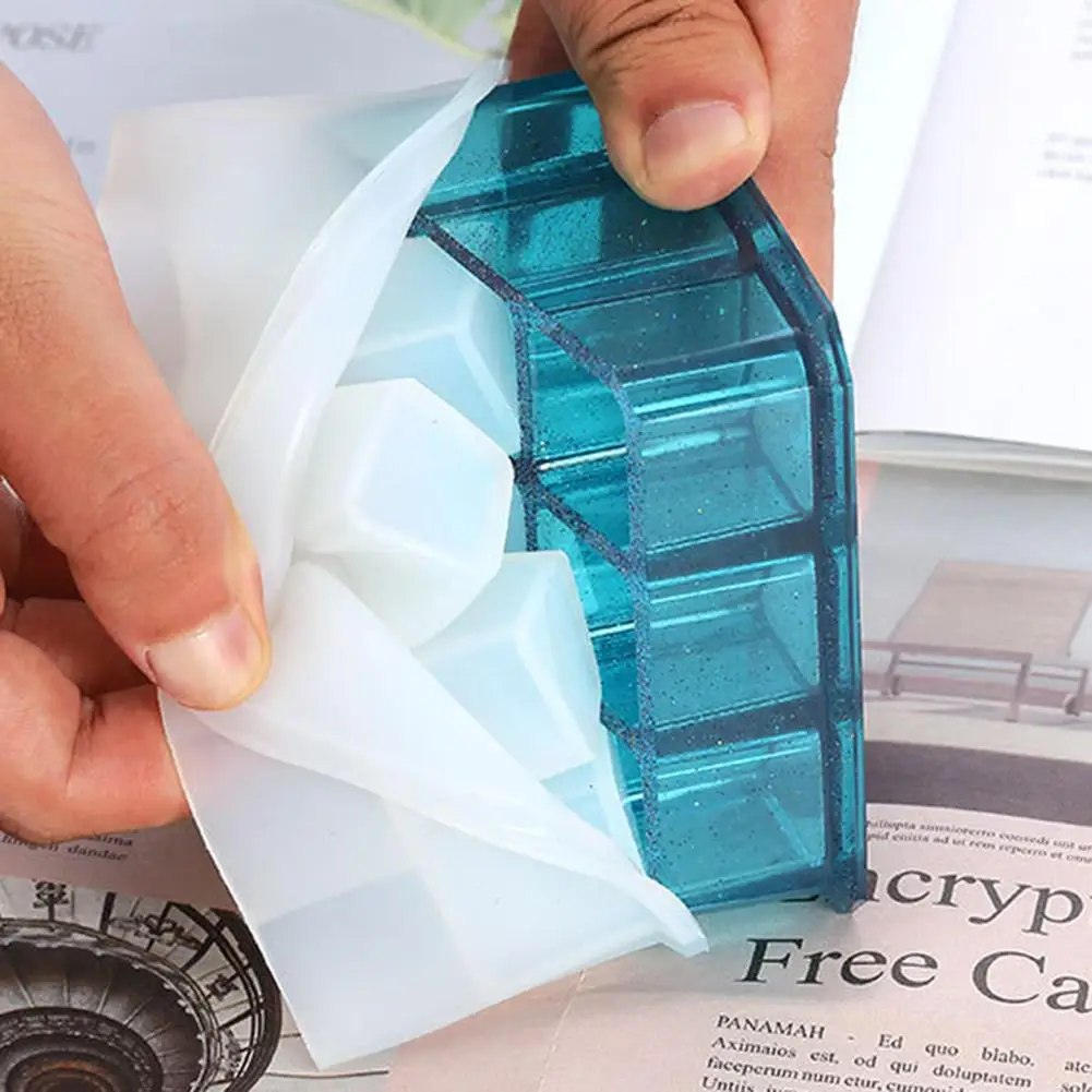 9 сеток многофункциональный DIY Кристалл эпоксидная смола, форма губная помада ручка Коробка Для Хранения Плесень Силикон Ручной работы зеркало ювелирных изделий