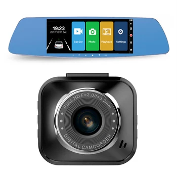 

2 Pcs Sn Car Dvr Dual Lens Rear View Hd Auto Driving Recorder Dash Camera Parking Monitor Reverse Camera 7 Inch & 2.0 Inch