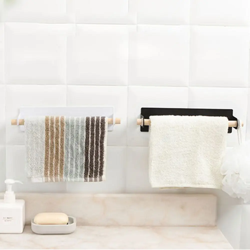 Bathroom Wood Towel Hanger Rack Bar Kitchen Cabinet Cling Film Rag Hanging Holder Organizer Toilet Roll Paper Shelf | Дом и сад