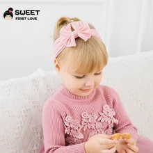 Детские аксессуары для волос в европейском и американском стиле, нейлоновая Детская повязка на голову, 27 цветов, Веерообразный бант, Детская резинка для волос