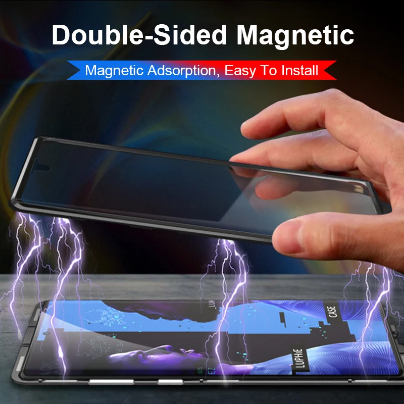 Двухсторонняя, для стекла металлический магнитный чехол для samsung Galaxy Note 10 плюс 360 полная защита Прозрачная крышка для samsung Note10 чехол