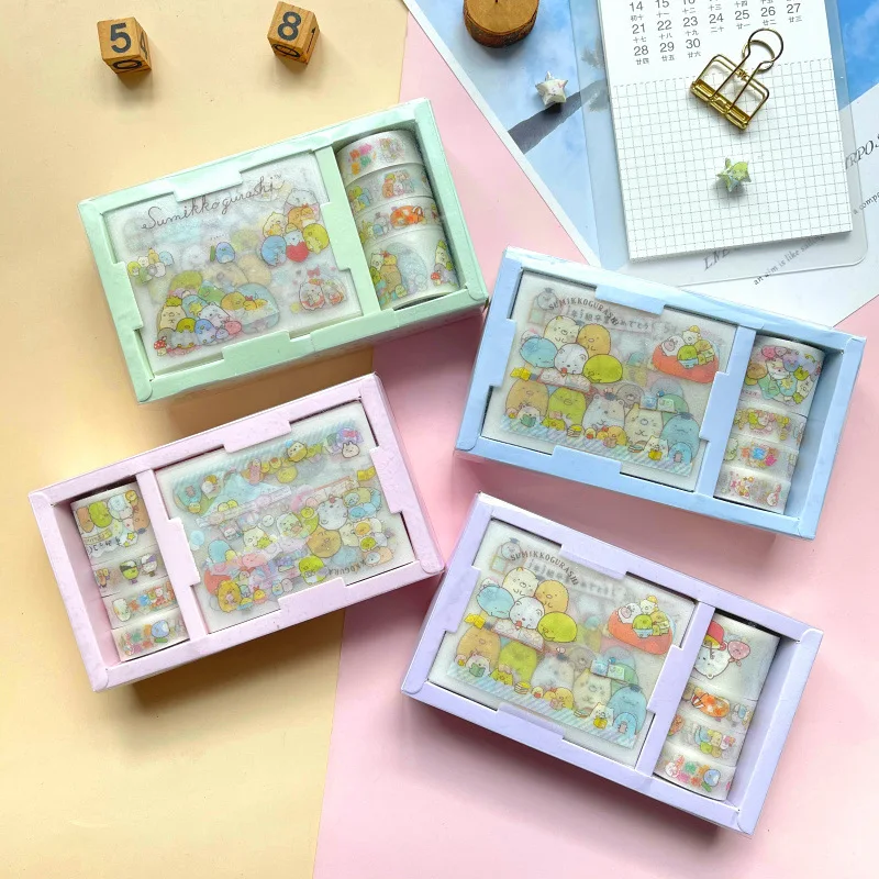 Kawaii 4+12 Japan Anime Demon Slayer Sumikko Gurashi Cute Dull Polish PET Stickers Diary Stationery Sticker Set | Канцтовары для