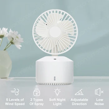 

YouPin Wellsmart Desktop Humidifier Spray Fan Night light 3 in 1 USB Charging with 350ml Water tank for Cooling Waterfan