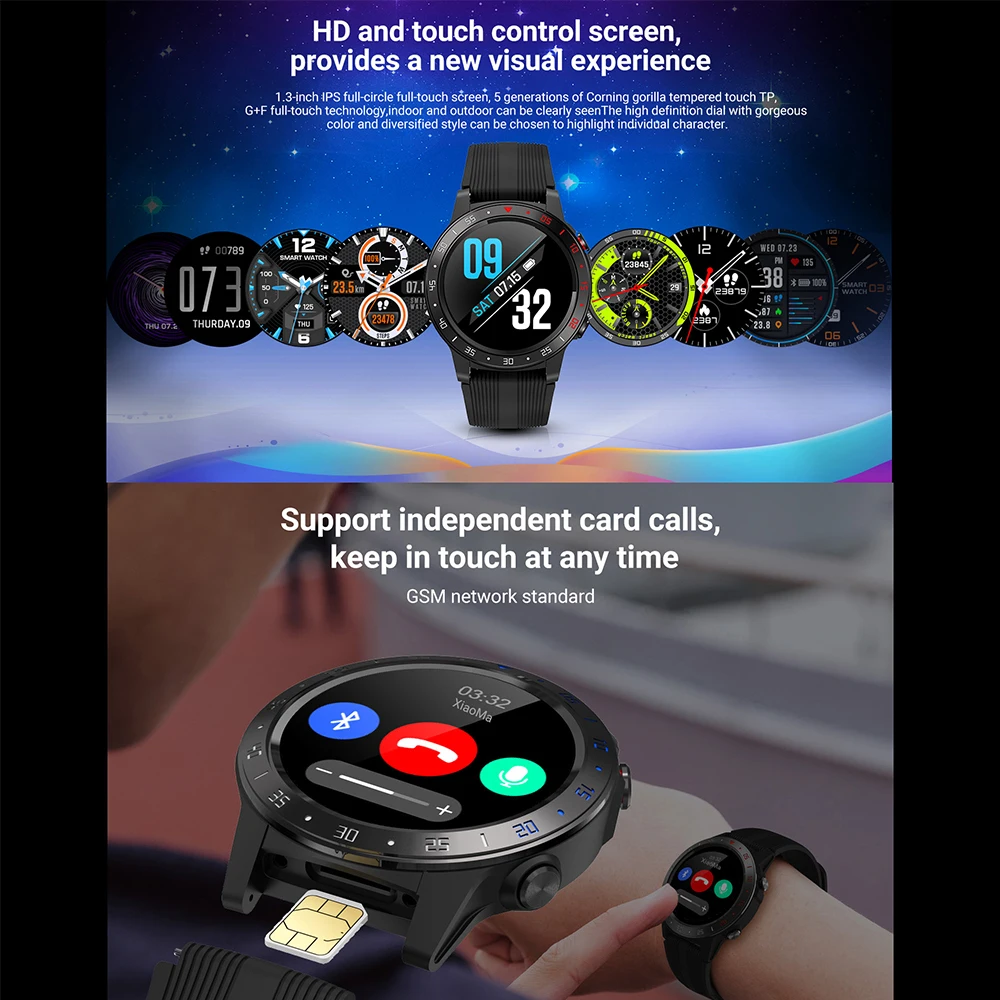 Умные часы LEMFO M1S с sim-картой, Bluetooth, функцией телефонного звонка, gps, умные часы, мониторинг сердечного ритма, кровяного давления, спортивные режимы для мужчин и женщин
