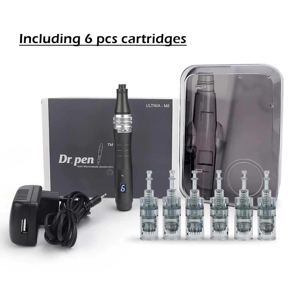 New Wireless Digital Display 6 levels Dr. Pen Ultima M8 Microneedling Pen of Rechargeable derma pen & 8pcs needles skin care Kit