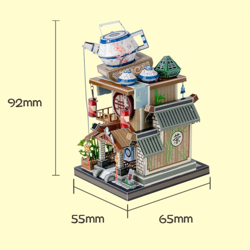 Art Model MU 3D Metal Puzzle Art Tour China Teahouse building model DIY 3D Laser Cut Assemble Jigsaw Toys GIFT For children - Bilde 3
