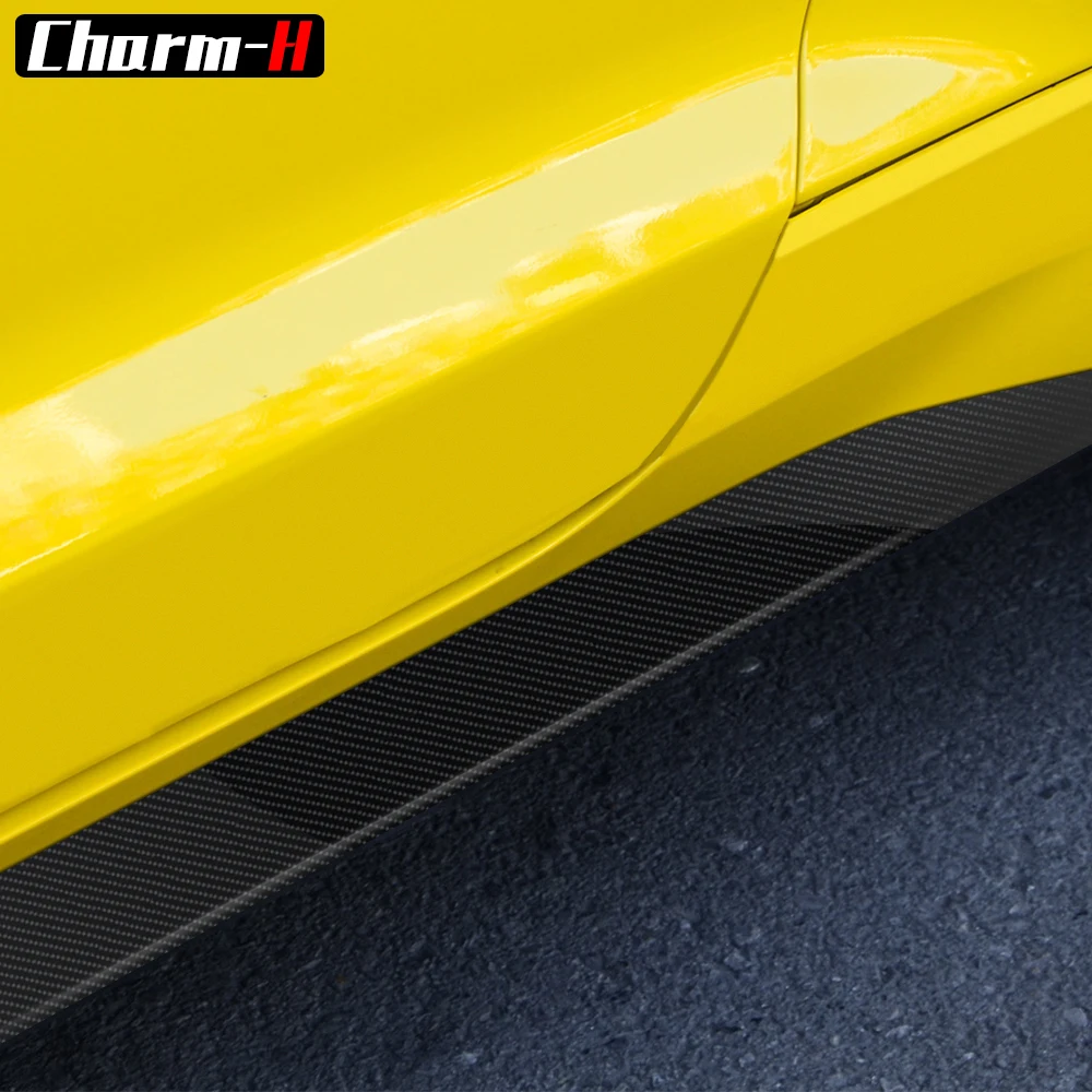 Car Styling 5D Carbon Fibre Stickers for Ford Mustang GT 2015 2016 2017 2018 2019 Side Skirts Stripe Decal Sticker Accessories