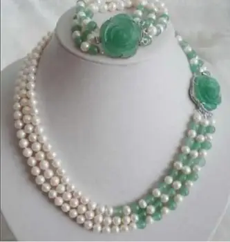 

Jewelry Free Shipping 7-8mm White Akoya Pearl Natural Necklace Bracelet Set