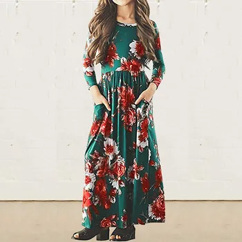 

Baby Girl Long Sleeves Floral Dress Little Girls Flower Print Midi Robe Kids Ankle Length Spring Autumn Costumes Holiday Outfits