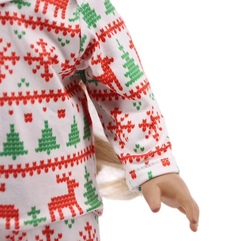 Рождественская Пижама, футболка+ штаны и платье для детей 18 дюймов, американский стиль и 43 см, подарок на Рождество и день рождения для девочек