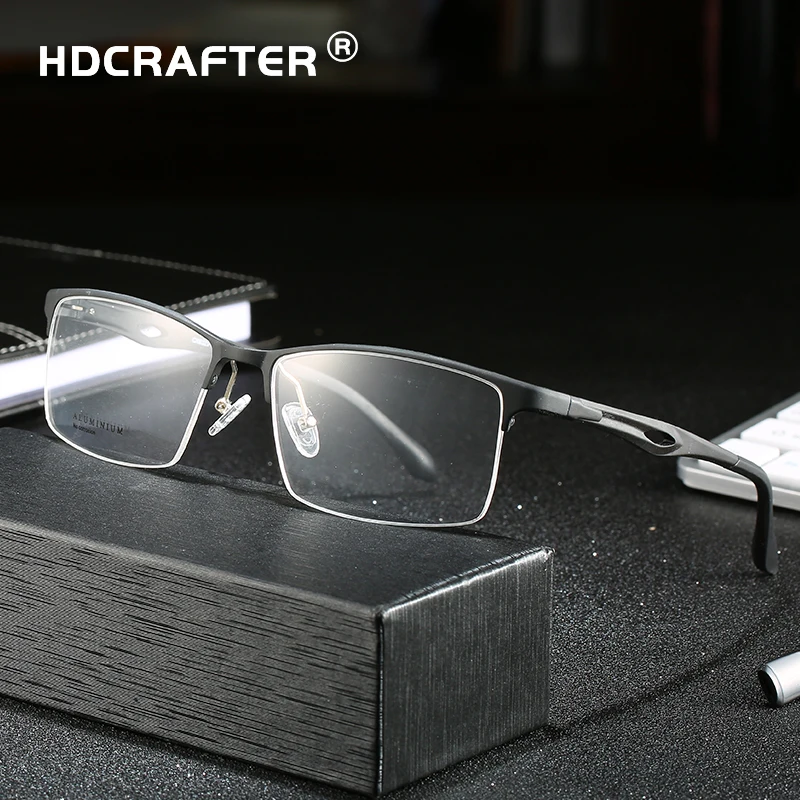 HDCRAFTER Eyeglasses Frames Clear Lens Myopia Optical Pescription Half