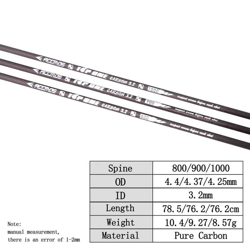 

12 pcs Straightness 0.006 Archery ID3.2 mm Pure carbon arrow shaft spine 800 850 900 1000 Arrow shaft DIY accessories