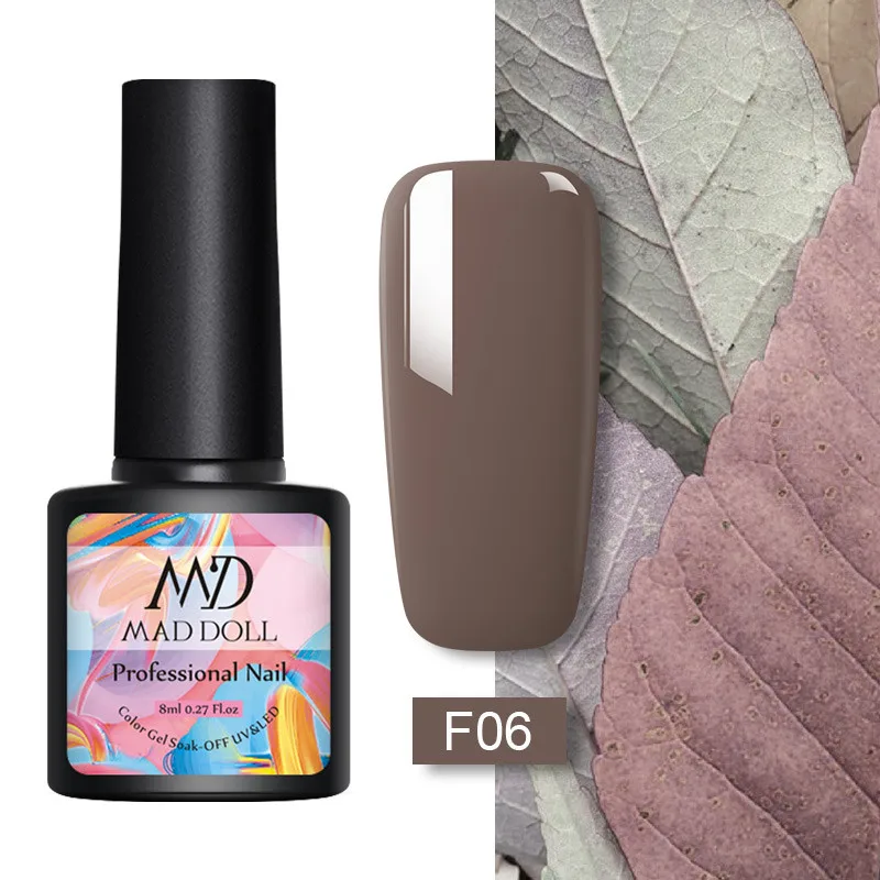 F06 MAD DOLL, 8 мл, Гель-лак для ногтей, Осень-зима, замачивается, УФ, разноцветный, розовый, зеленый, серия недели моды, Гель-лак для ногтей, сделай сам - Цвет: F06