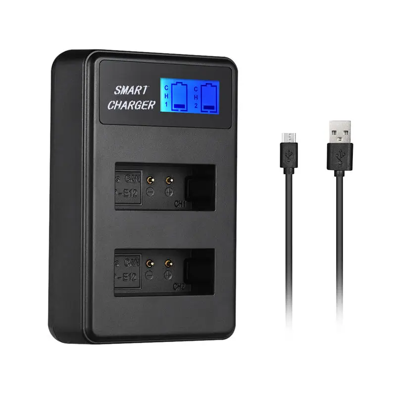 ABKT-Lp-E12 Usb ЖК-дисплей двойной порт зарядное устройство для Canon M, M10, M50, M100, Rebel Sl1, 100D, Kiss X7
