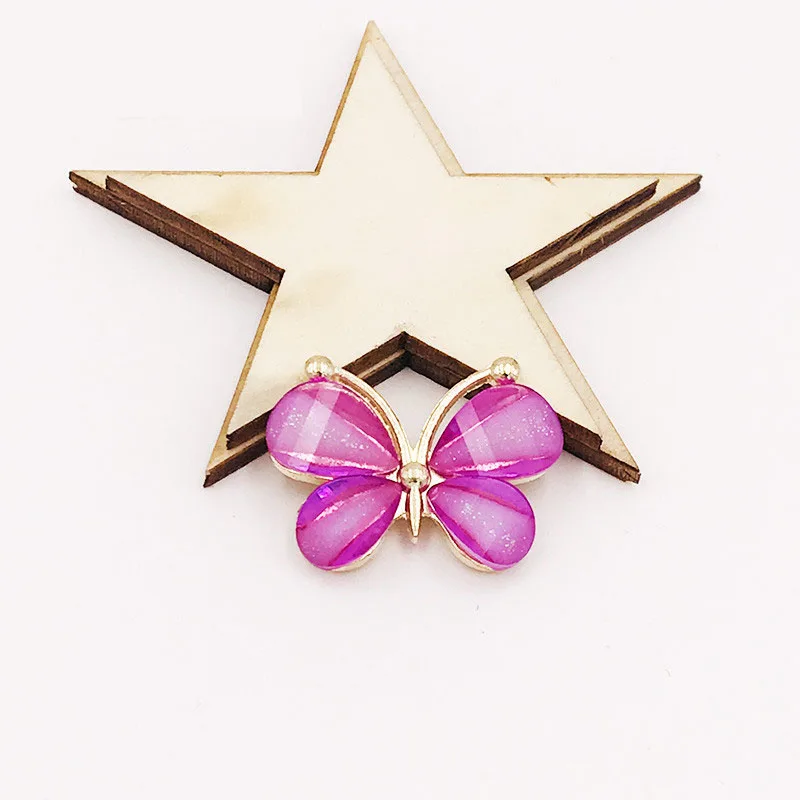 10PCS/Lot 2.2*2.8CM Resin Alloy Flatback Butterfly Button For DIY Clothing Applique Metal Wedding Embellishment Jewelry Craft 6