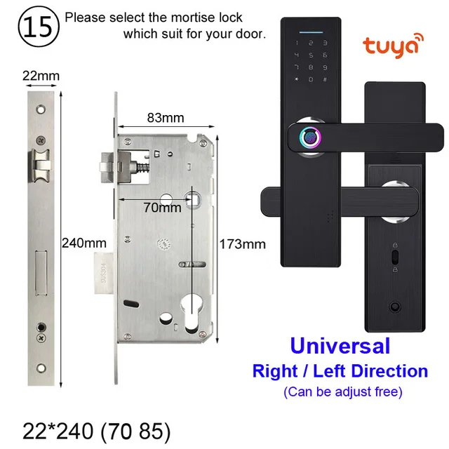RAYKUBE Wifi Electronic Door Lock With Tuya APP Remotely / Biometric Fingerprint / Smart Card / Password / Key Unlock FG5 Plus 7085