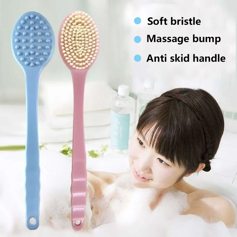 Gagang Panjang Sikat Mandi Kulit Kering Sikat Mandi Pengeruk Belakang Dengan Medium Bulu Lembut Untuk Mencuci Sikat Exfoliating