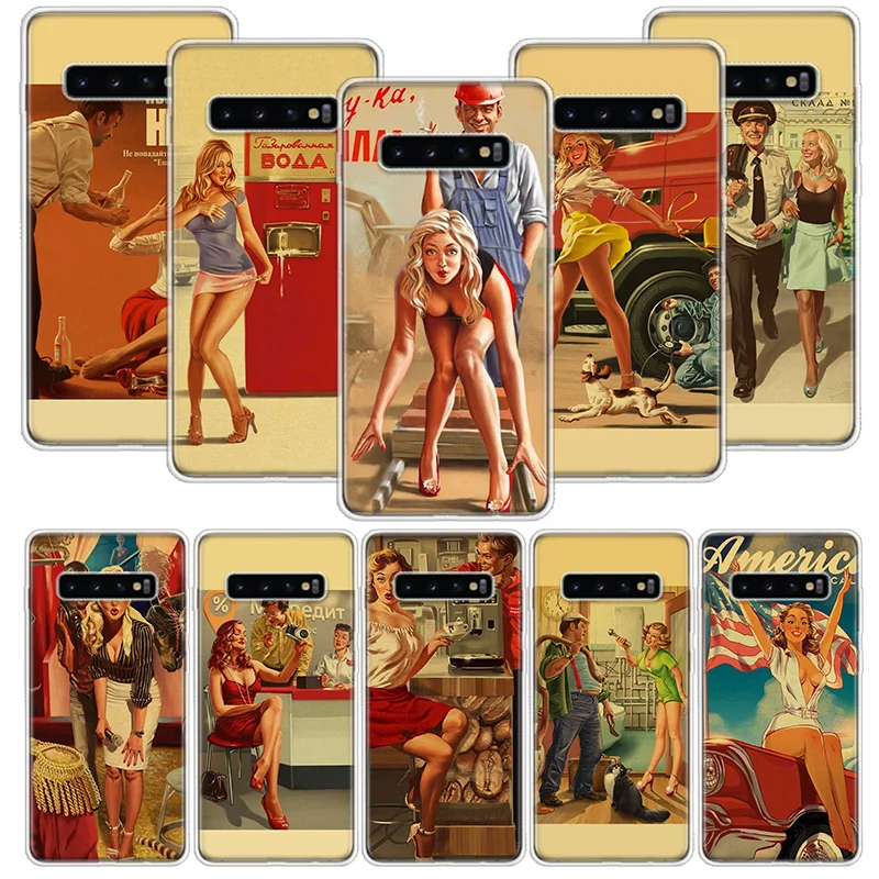 Сексуальный горячий Pin up Женский Vintege чехол для телефона Samsung Galaxy S10 S20 S21 S9 S8 S7 Note 10 20