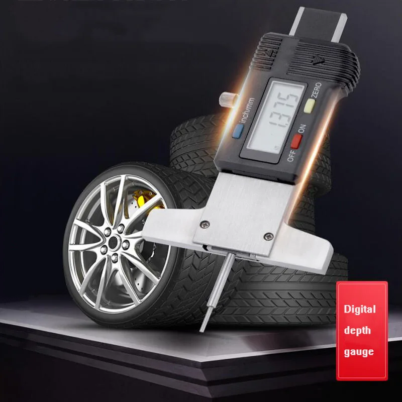 Electronic Digital Display Tread Depth Gauge Tire Tread Sounder Caliper Thickness Gauge Tire Monitoring System Measurement Tool