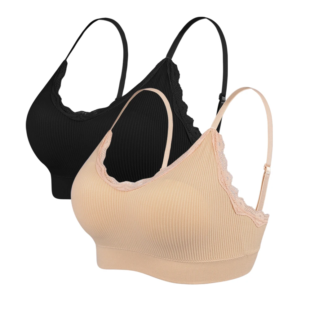 lace black apricot Женский мини-бюстгальтер для девочек, топ для тренажерного зала, топ с беспроводной подкладкой, топы на бретелях, новые Бесшовные Спортивные Бюстгальтеры с бретельками, однотонный дышащий жилет, нижнее белье - Цвет: lace black apricot