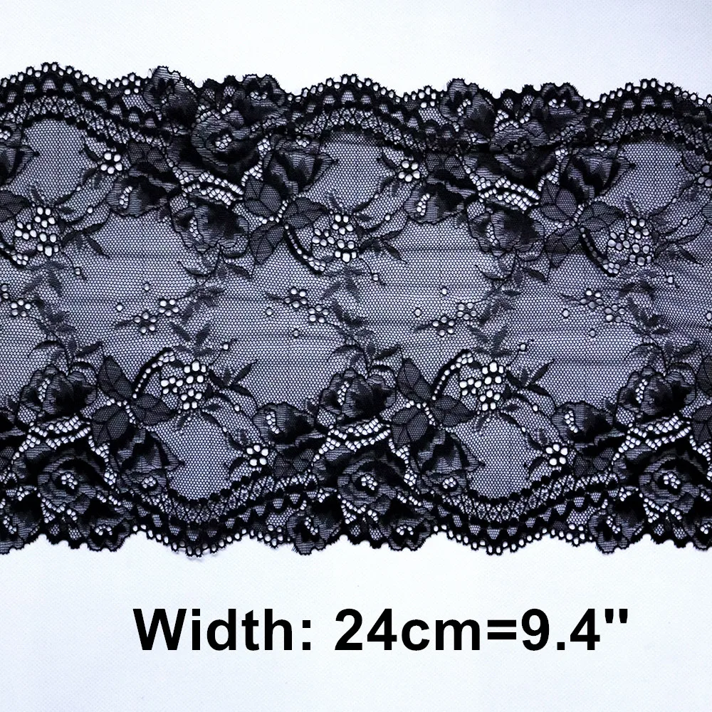 2Yards Black White Lace Trim Ribbon Embroidered Elastic Lace Fabric DIY Crafts Sewing Accessories Wedding Hair Garments Supplies