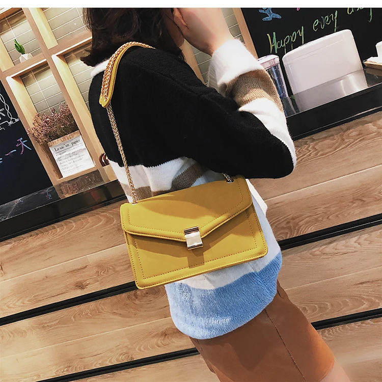 

Retro Scrub Leather Fashion Female Square Bag Matte PU Leather Women's Designer Handbag Elegant Chain Shoulder Messenger Bags