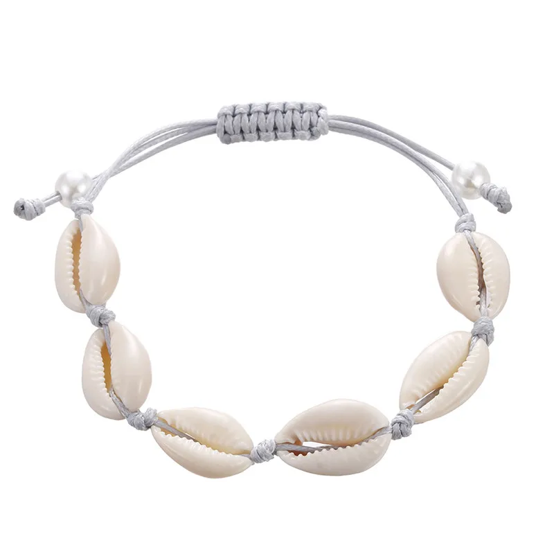 Модные богемные раковины моллюсков Веревка Цепь браслет для женщин ювелирные изделия простой белый Seashell браслеты женские подарки для подруг