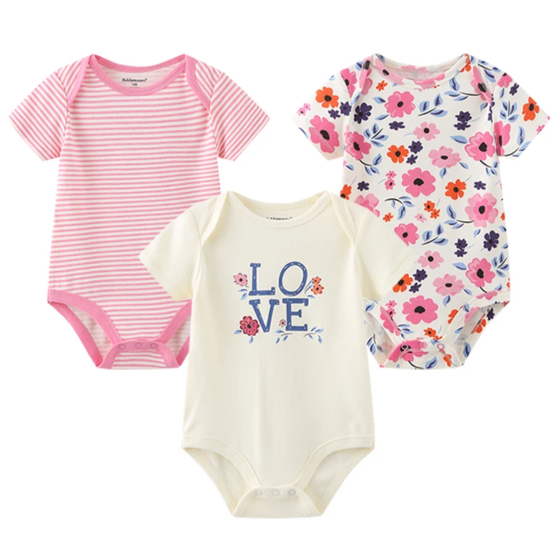 3Pcs/lot Baby Boys Girls Rompers Fashion Short Sleeve Newborn Infant Jumpsuit Animal Kids