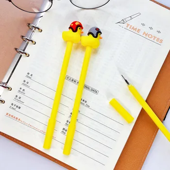 

40PCS Creative Animal Styling Black Water Pen Cute Helmet Duckling Gel Pen Kawaii School Supplies Stationery