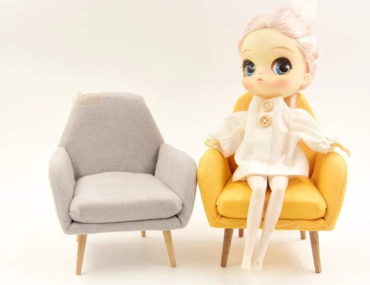 [6 очков кукольный домик мини мебель] 6 очков ребенок Blythe маленькая ткань BJD для Ob11 диван