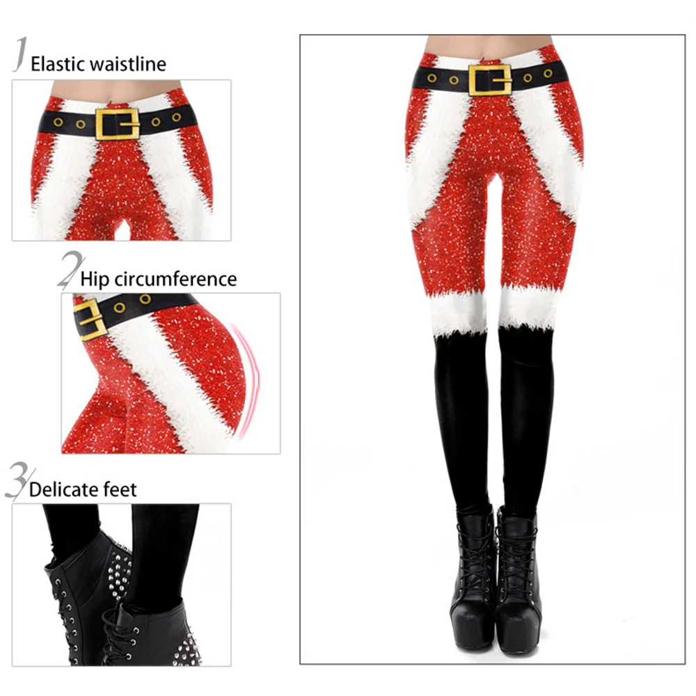 Christmas Print Leggings 3D Yoga Pants Sports Gym Elastic Pants Pregnant Women